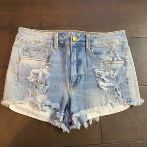 High rise denim shorts